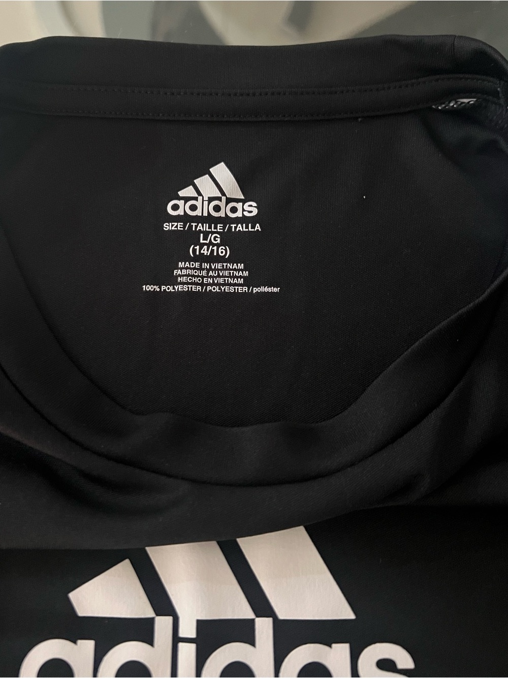 Adidas Black Athletic Short Sleeve dri fit boys T-Shirt size large 14/16 - Picture 4 of 5
